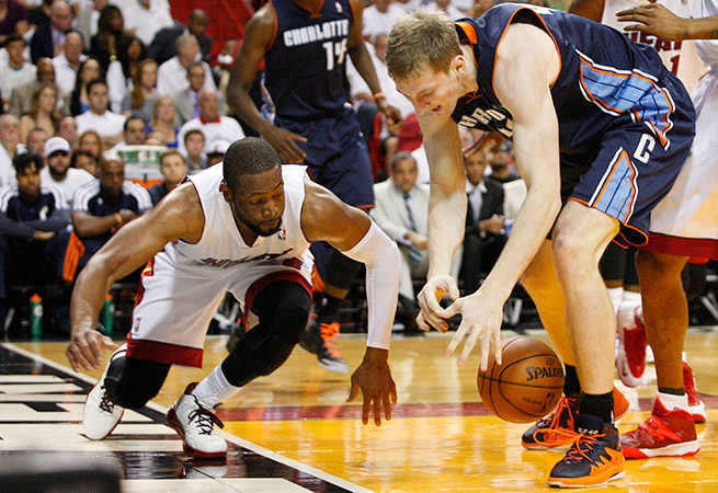 Cody Zeller (right) and the Bobcats jumped out to an early lead, but lost Game 1 to the Heat.